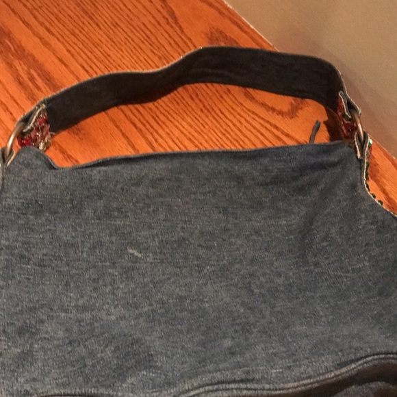 Bolsa por la damas purse. 13.5x10x4” denim with sequined sides and handle. - Picture 8 of 11